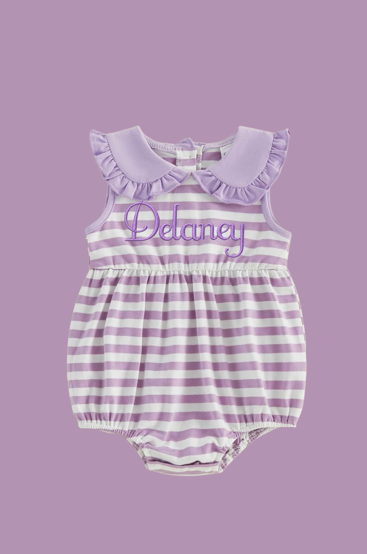 Embroidered purple stripe