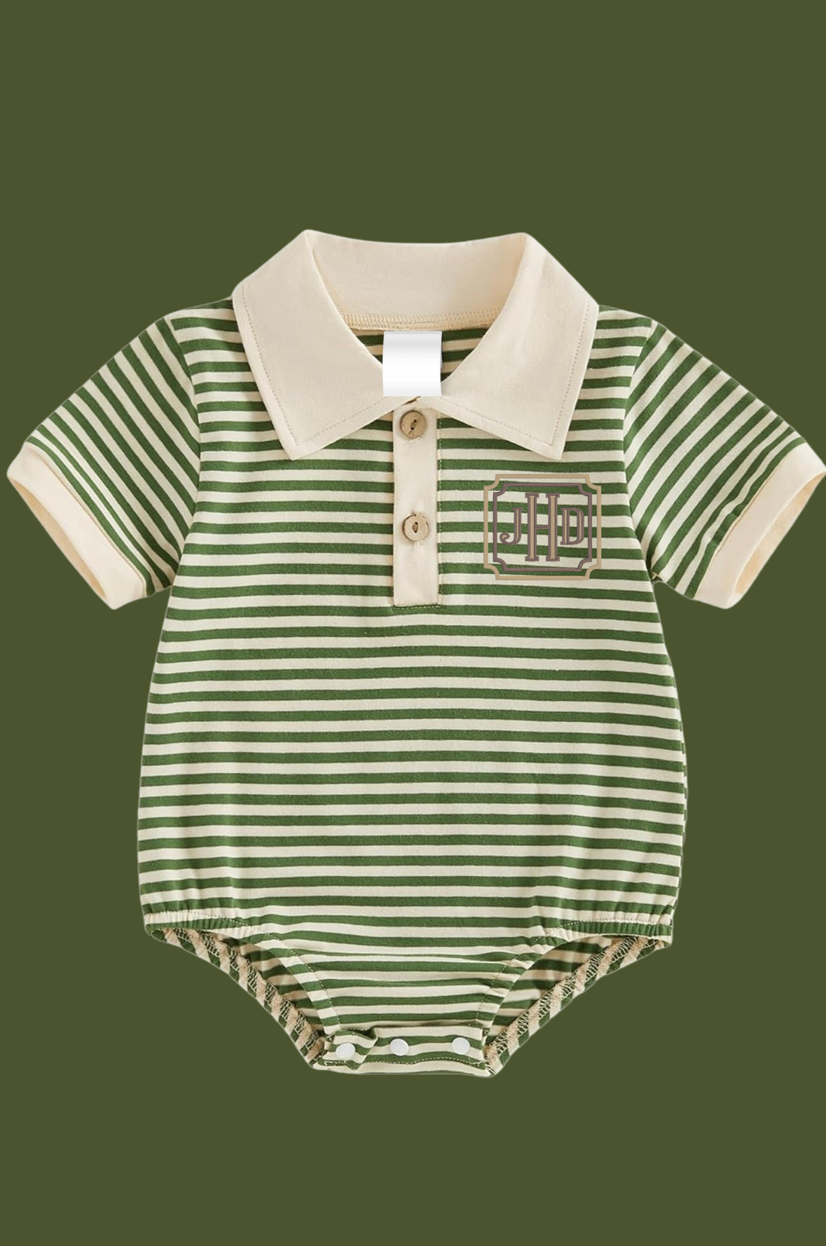 Embroidered green stripe
