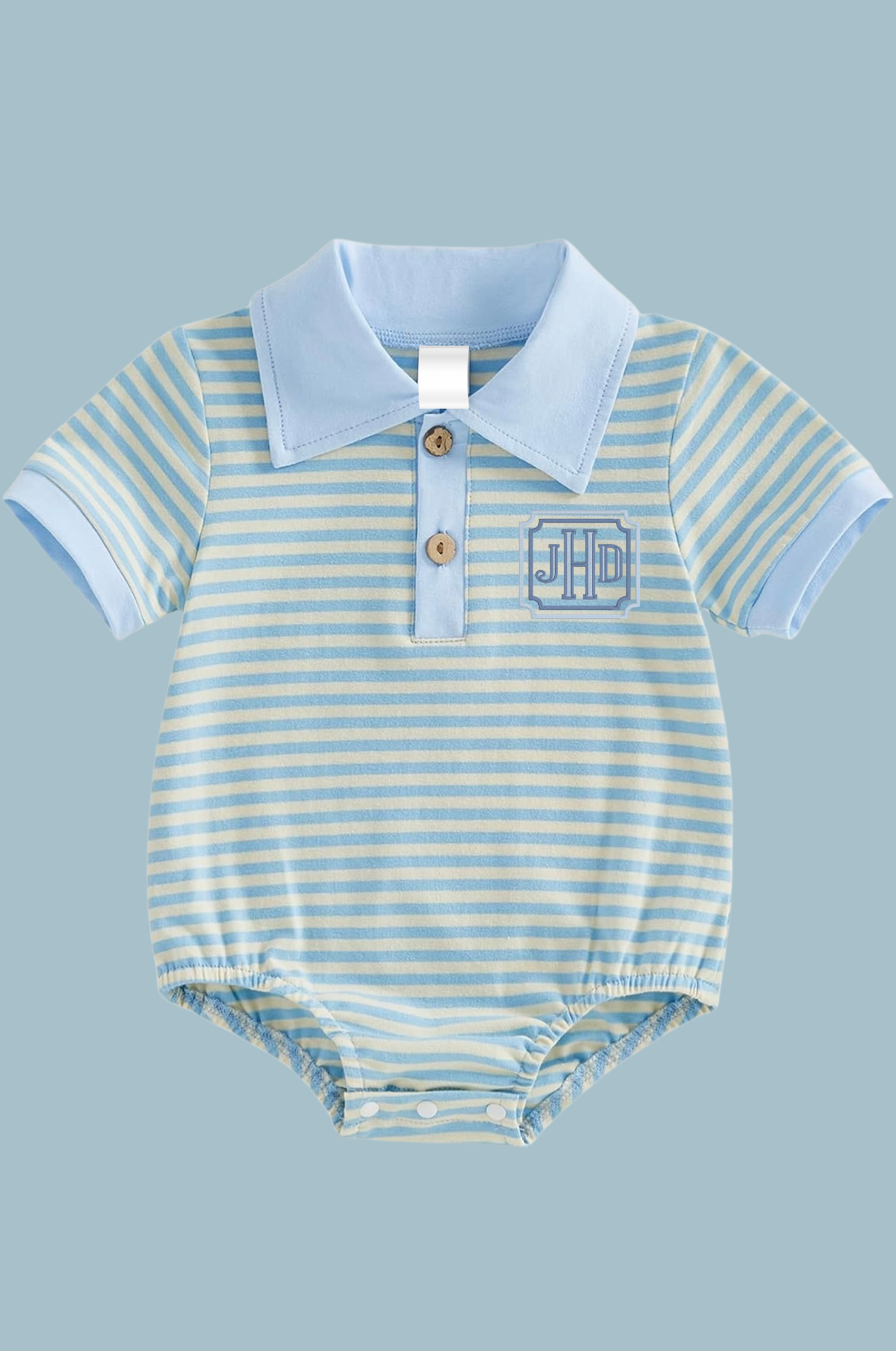 Embroidered blue stripe